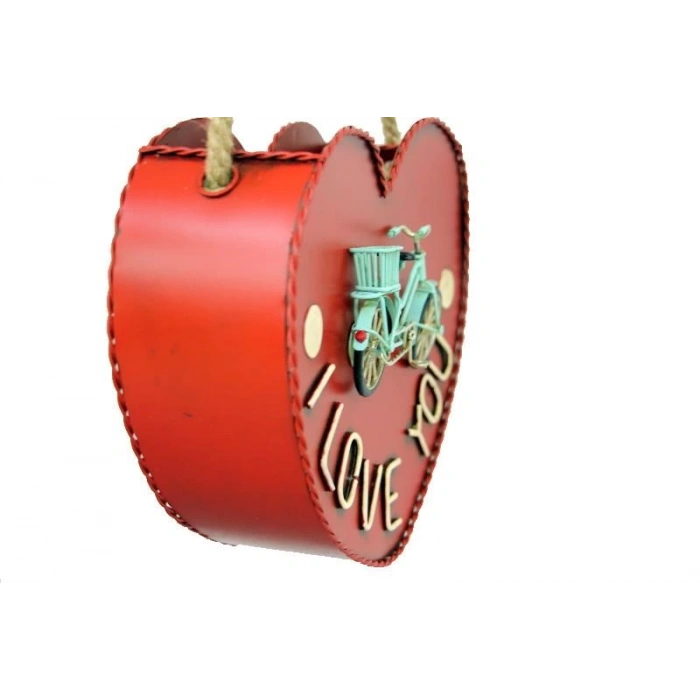 Dekoratif Metal Saksı Kalp Modeli Dekoratif Vintage Hediyelik