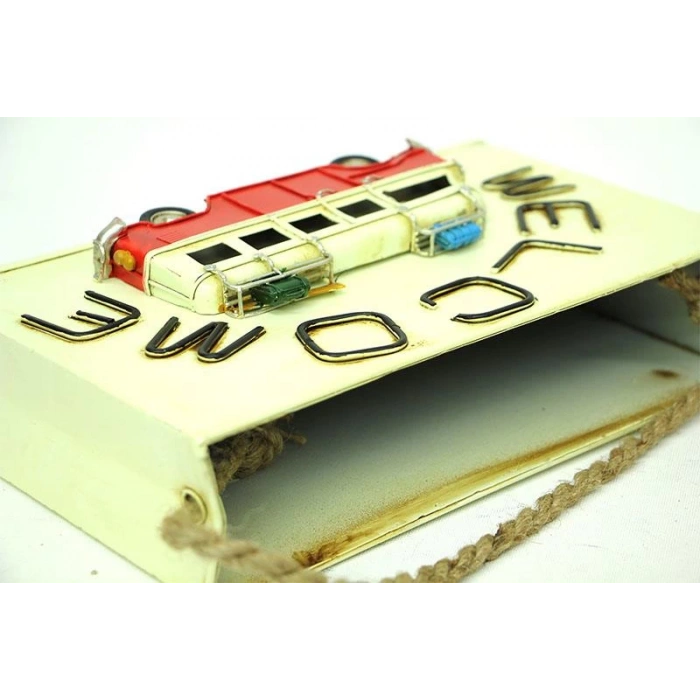 Dekoratif Metal Saksı Vintag Minibüs Temalı Hediyelik