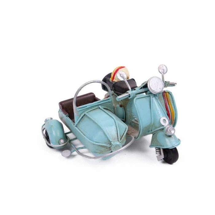Dekoratif Metal Scooter Sepetli Vintage Biblo Ev Ofis Hediyelik