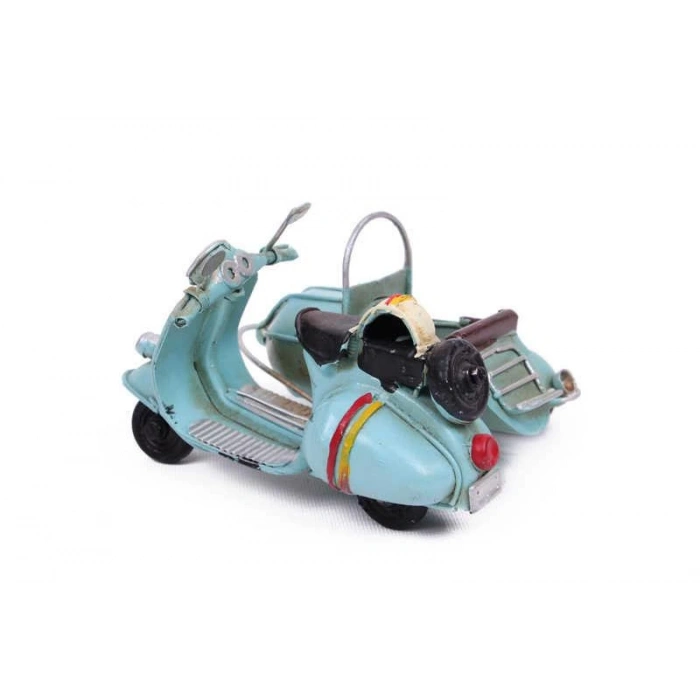 Dekoratif Metal Scooter Sepetli Vintage Biblo Ev Ofis Hediyelik