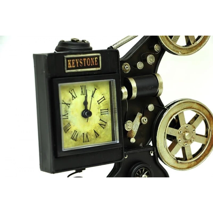 Dekoratif Metal Sinemaskop Saat Vintage Hediyelik