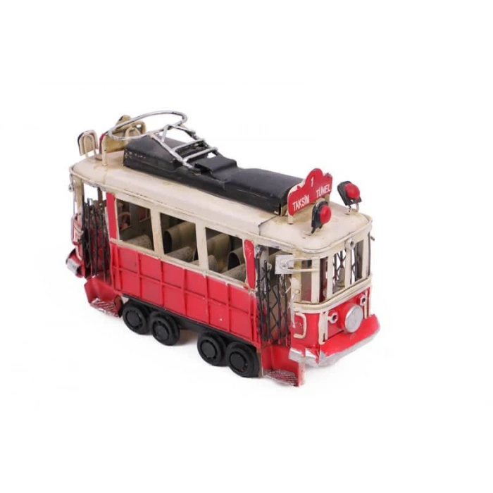 Dekoratif Metal Taksim Tramvay Orta Boy Vintage Biblo Hediyelik