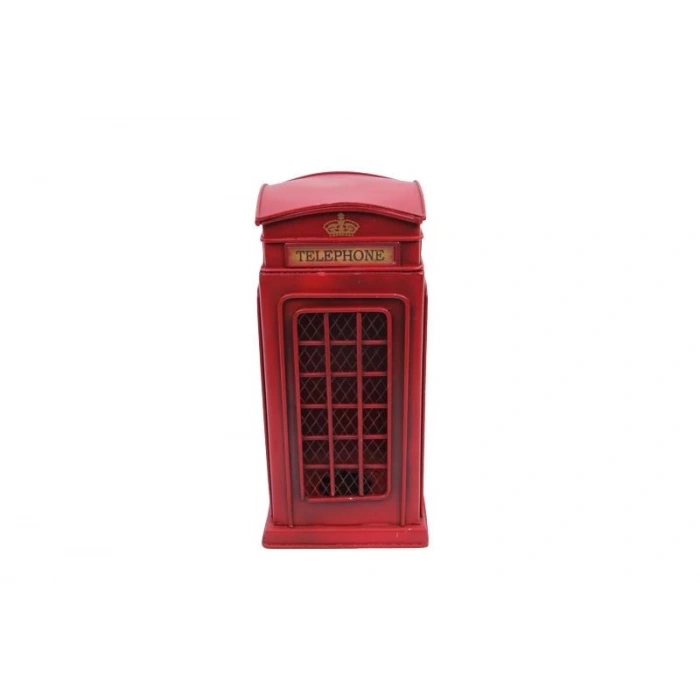 Dekoratif Metal Telefon Kulübesi Kumbaralı Biblo Hediyelik Kumbara