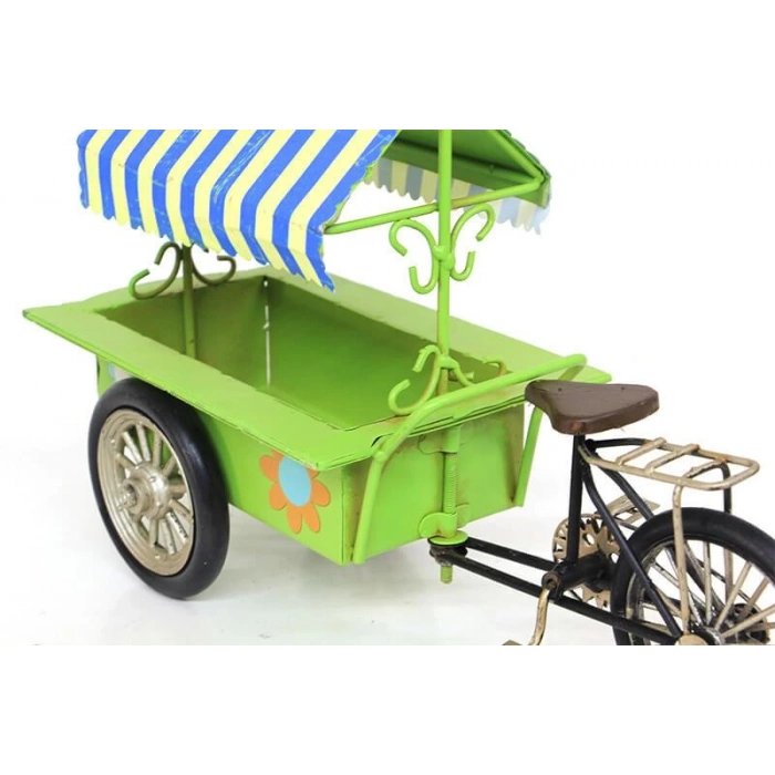 Dekoratif Metal Üç Tekerlekli Çiçek Arabası Biblo Hediyelik