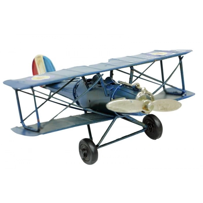 Dekoratif Metal Uçak Çift Kanatlı Biblo Dekoratif Hediyelik