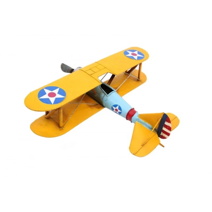 Dekoratif Metal Uçak Çift Kanatlı Biblo Dekoratif Hediyelik