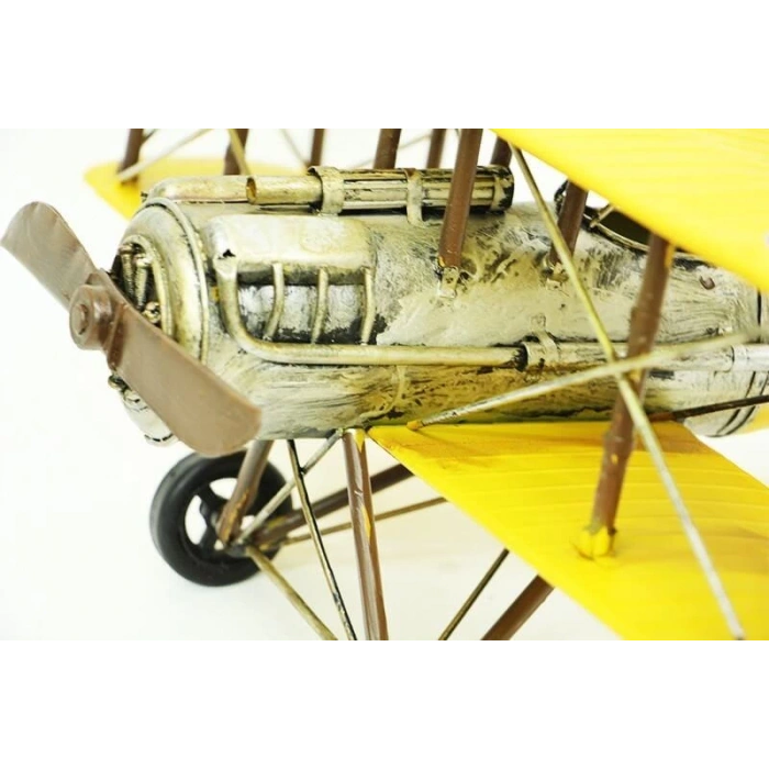 Dekoratif Metal Uçak Çift Kanatlı Biblo Dekoratif Hediyelik