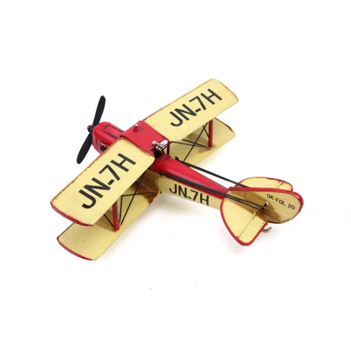 Dekoratif Metal Uçak Çift Kanatlı Biblo Dekoratif Hediyelik