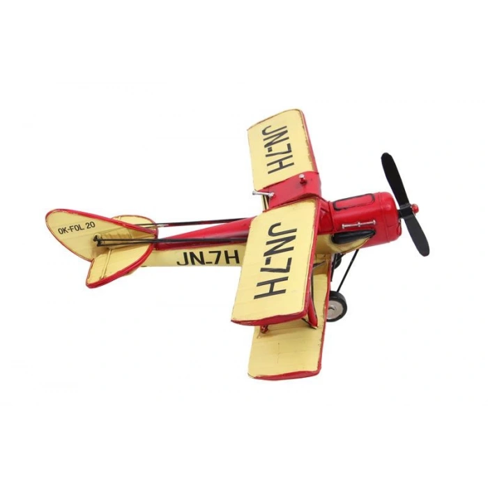 Dekoratif Metal Uçak Çift Kanatlı Biblo Dekoratif Hediyelik