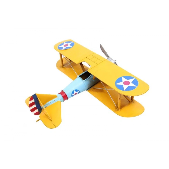 Dekoratif Metal Uçak Çift Kanatlı Biblo Dekoratif Hediyelik