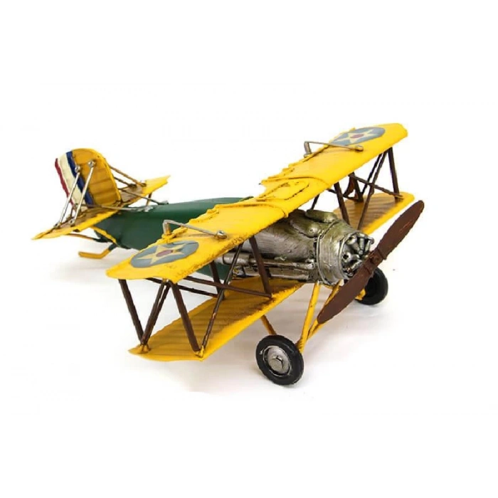 Dekoratif Metal Uçak Çift Kanatlı Dekoratif Biblo Hediyelik