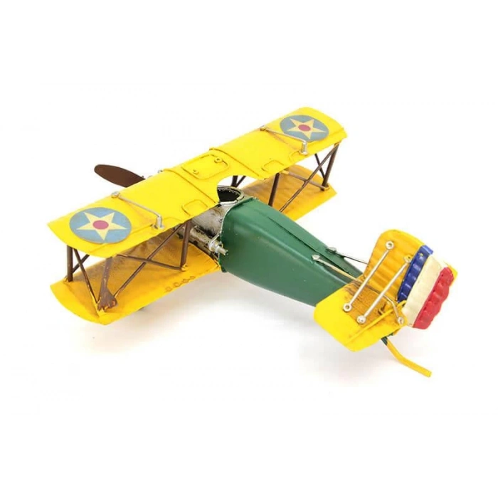 Dekoratif Metal Uçak Çift Kanatlı Dekoratif Biblo Hediyelik