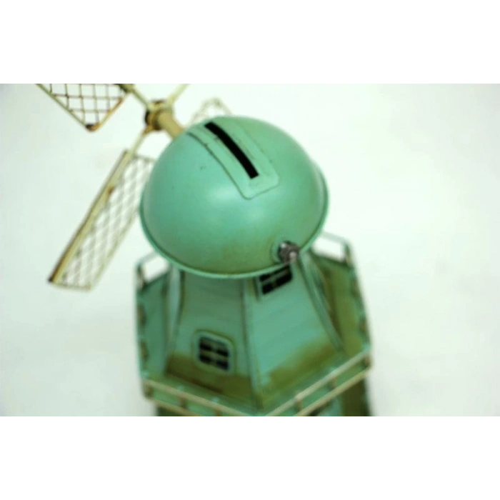 Dekoratif Metal Yel Değirmeni Kumbara Vintage Biblo Hediyelik