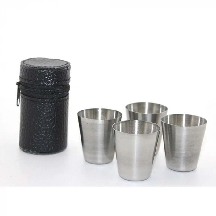 Deri Kılıflı 4Lü Shot Bardak Seti