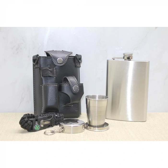 Deri Kılıflı Shot Bardaklı Matara