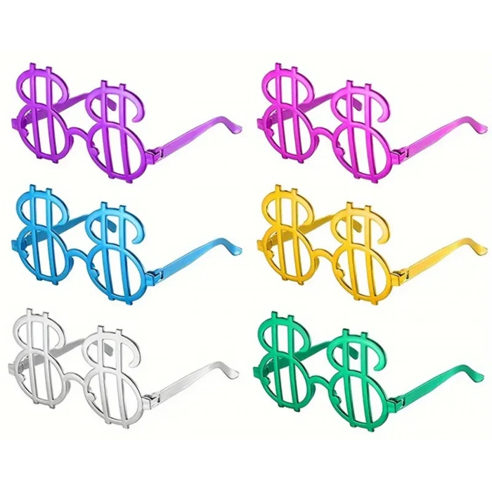 MDB Dolar Şekilli Metalize Parti Gözlüğü 6 Adet