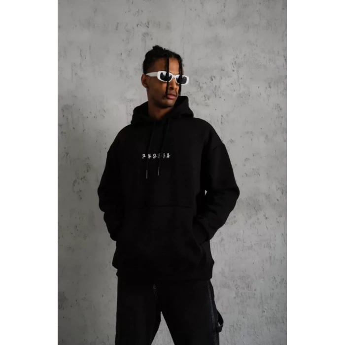 MDB Erkek Astronot Baskılı Kapüşonlu weat  iyah