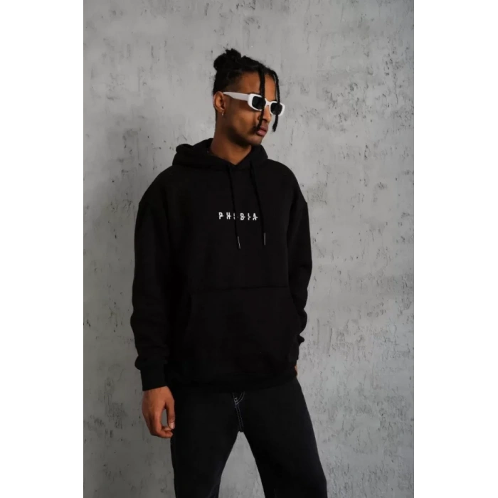 MDB Erkek Astronot Baskılı Kapüşonlu weat  iyah