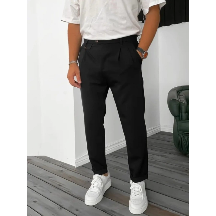 MDB Erkek Belden Düğmeli Cepli Dokuma Pantolon