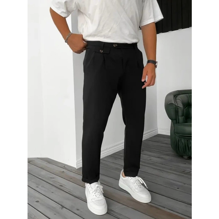 MDB Erkek Belden Düğmeli Cepli Dokuma Pantolon