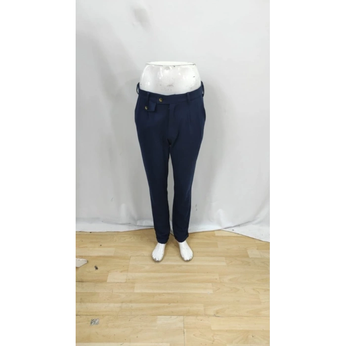 MDB Erkek Belden Düğmeli Cepli Dokuma Pantolon