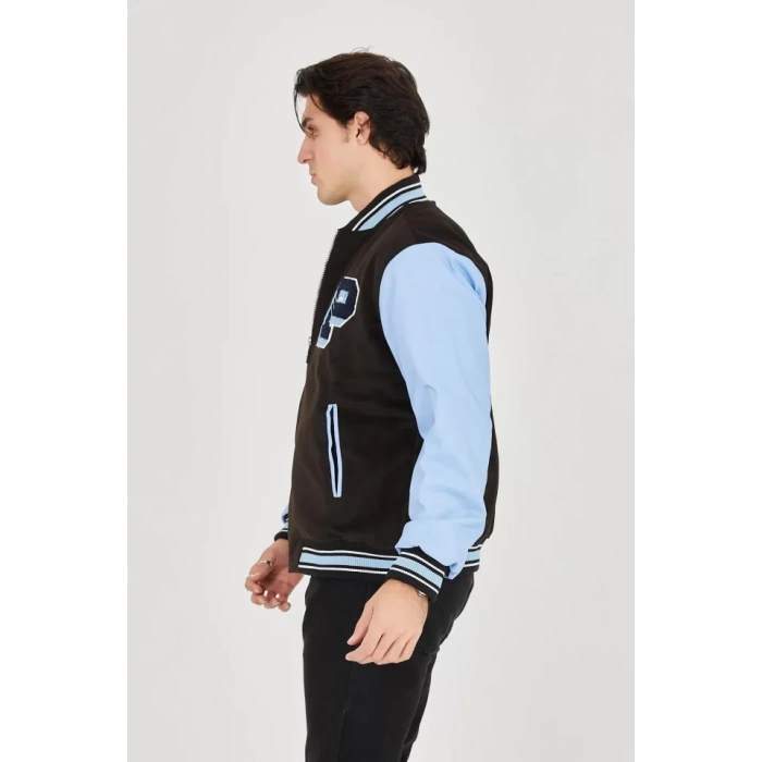 MDB Erkek İçten Elyaf Ve Astarlı Kolları uni Deri Ceket  avi