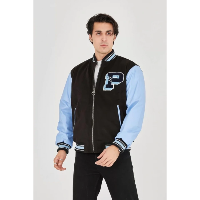 MDB Erkek İçten Elyaf Ve Astarlı Kolları uni Deri Ceket  avi