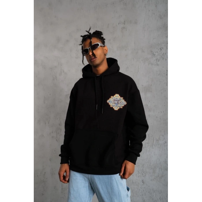 MDB Erkek Kilim Desen Kapüşonlu  iyah