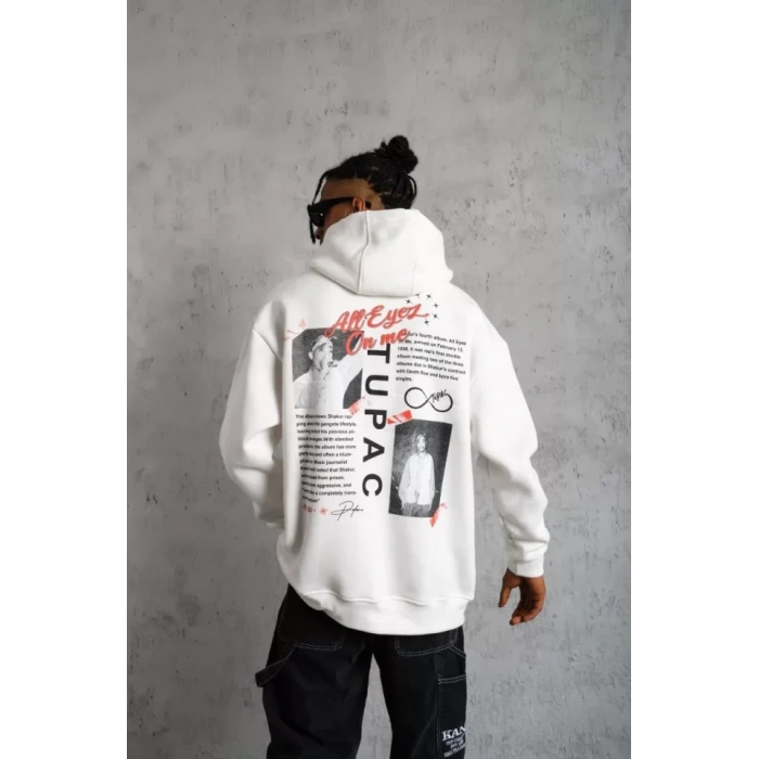 MDB Erkek Ön Arka Baskılı Kapşonlu weat  Beyaz