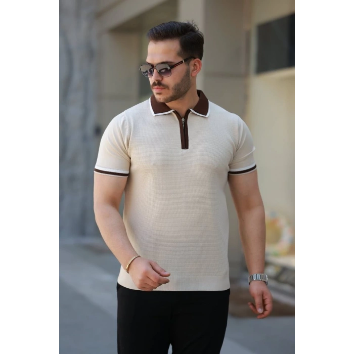 MDB Erkek Renkli Yaka Kısa Kollu Tişört