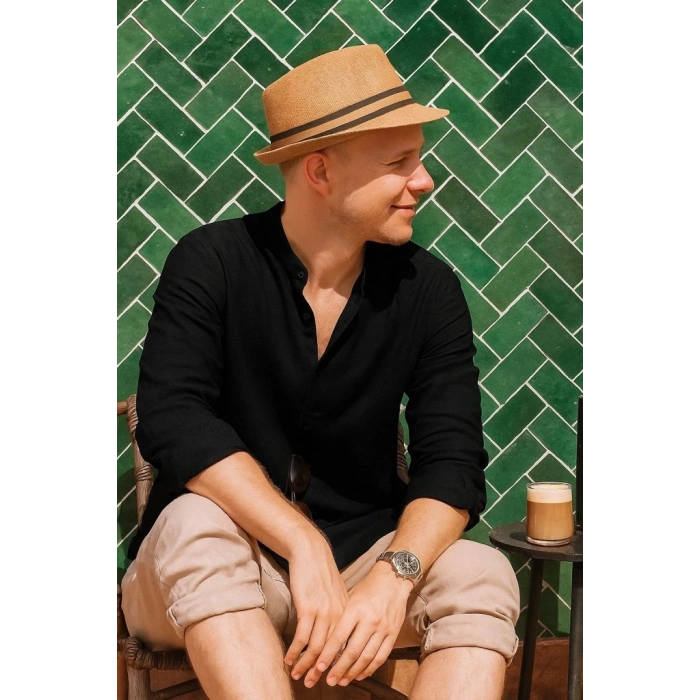 MDB Erkek Uzun Kollu Hakim Yaka Düğmeli Erkek Müslim Gömlek