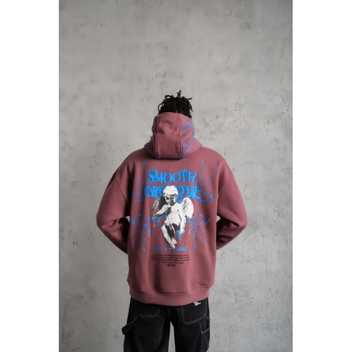 MDB Erkek Yıldırım Baskılı Kapşonlu weat  Gül Kurusu