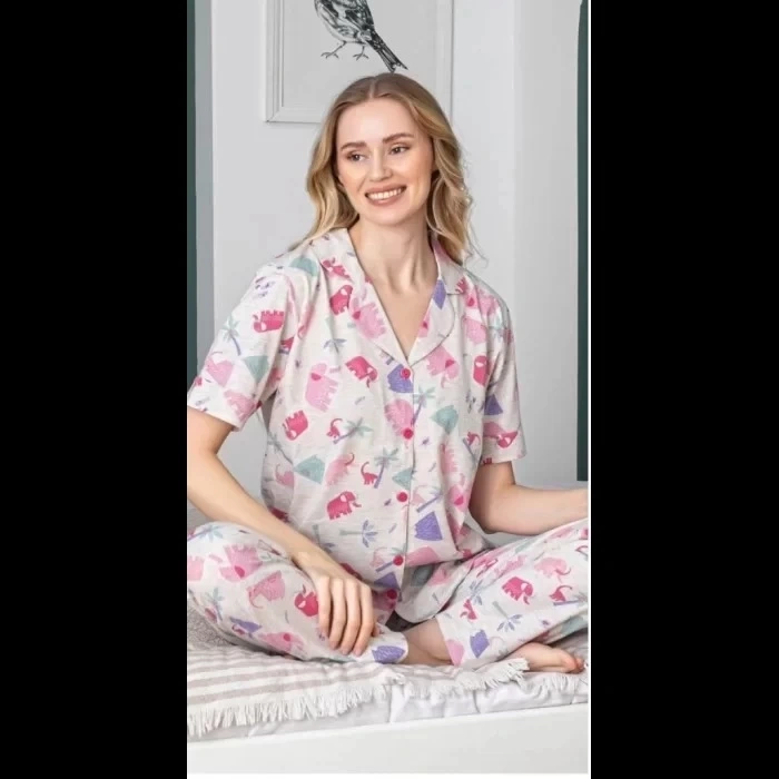 MDB Freshness 107 Fil Desenli Patlı Kısa Kol Pijama Takımı