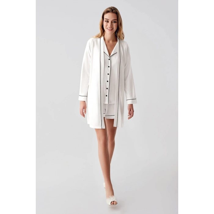 MDB Freshness 324 Kadın 4Lü Sabahlıklı Şorlu Pijama Takımı