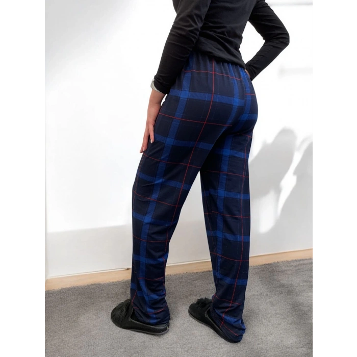 MDB Freshness 801 Bayan Beli Lastikli Ekose Süet Tek Pijama Altı