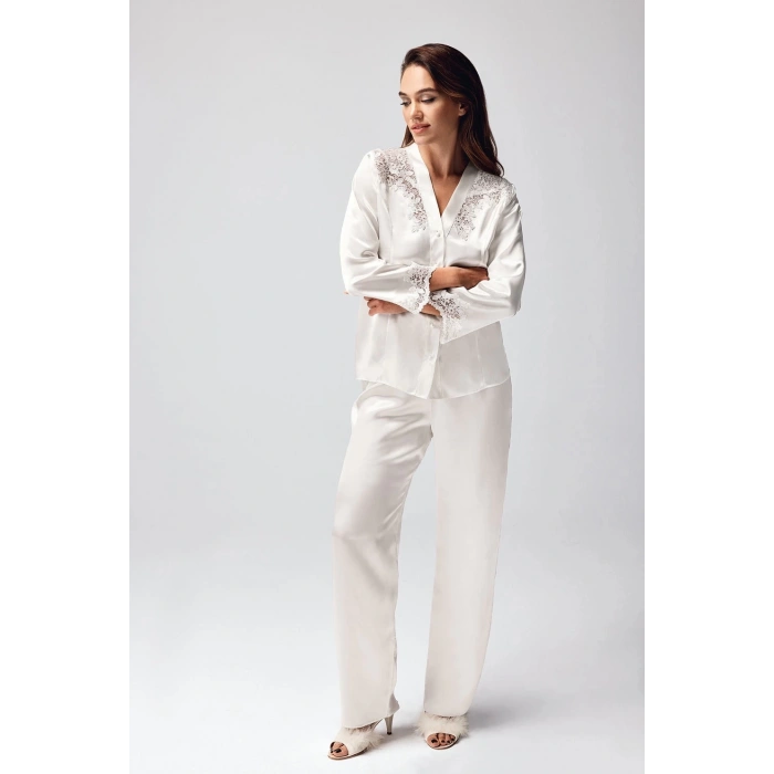 MDB Freshness 9950-PT Saten Dantel Detaylı Pijama Takımı