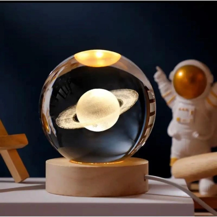 Galaksi Renk Değiştiren Işıklı Cam Küre 8cm