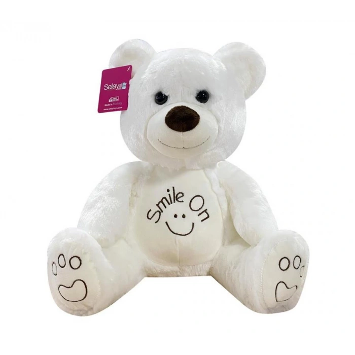 Göbekli Ayı 40 cm Beyaz Pelüş Ayı Çocuk Oyuncak