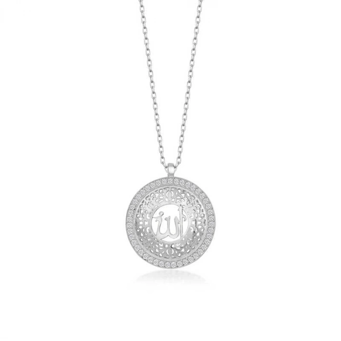 Gümüş Allah Yazılı Kadın Kolye