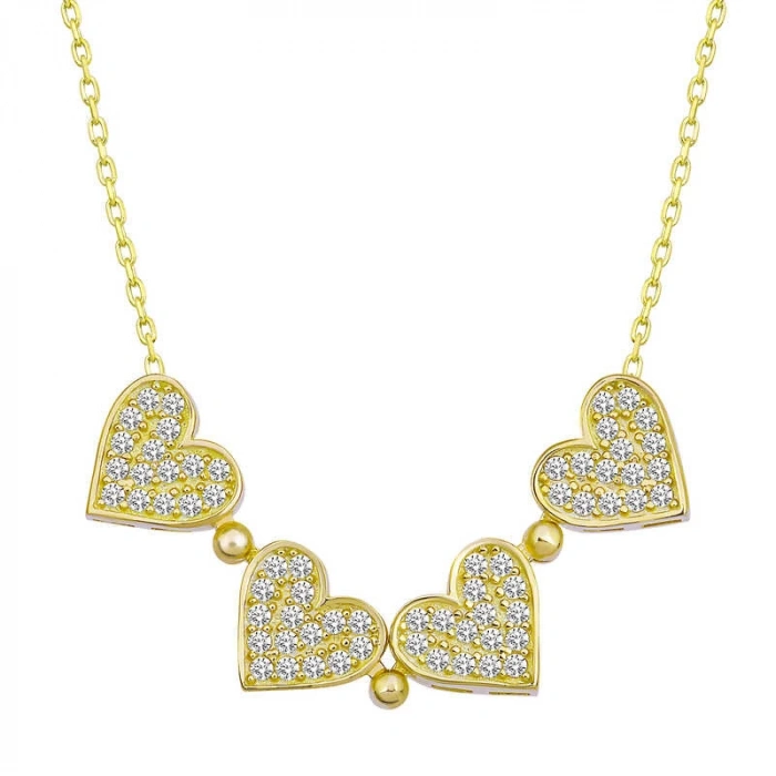 Gümüş Gold Kalpli Açılabilen Yonca Kadın Gümüş Kolye