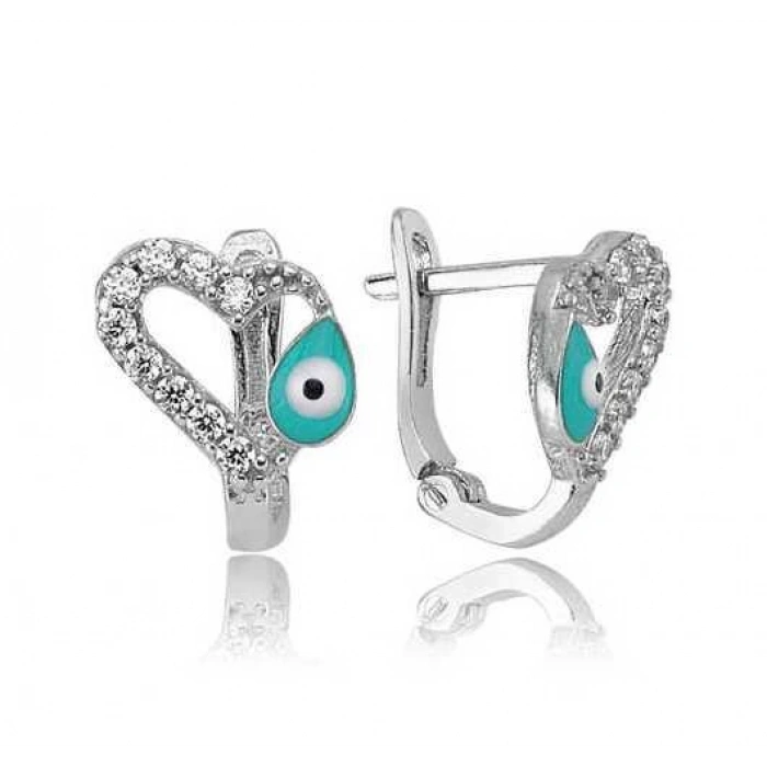 Gümüş Kalp Figürlü Çocuk Küpesi