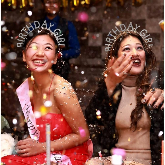 MDB Gümüş Kristal Taşlı Birthday Girl Tacı