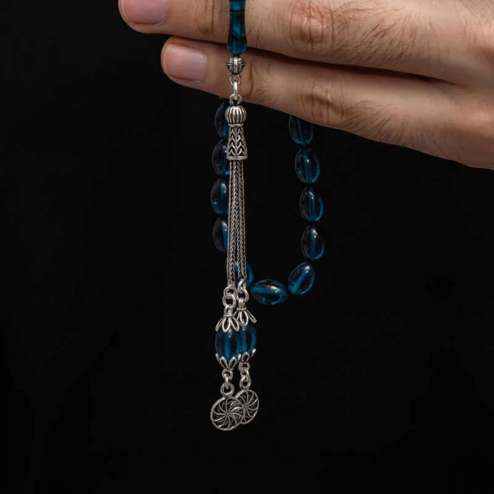 Gümüş Püskül Sıkma Kehribar Tesbih