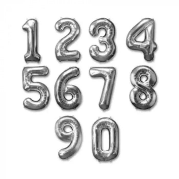 MDB Gümüş Rengi Folyo Rakam Balon 1 Metre