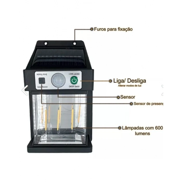 MDB Güneş Enerjili Hareket Sensörlü Duvar Lambası