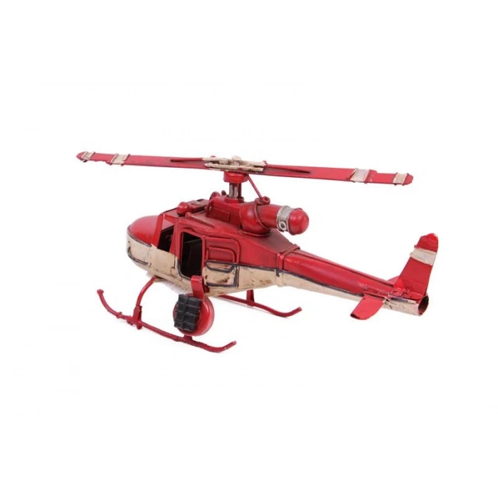 Helikopter Metal Vintage Dekoratif Masaüstü Biblo Hediyelik