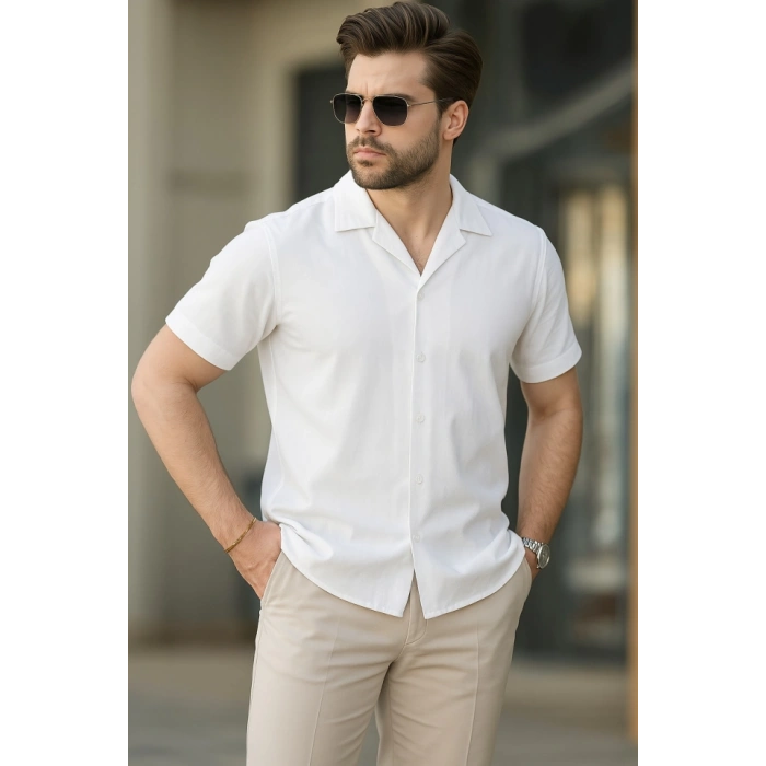 MDB İki İplik Kumaş  Gömlek  Beyaz