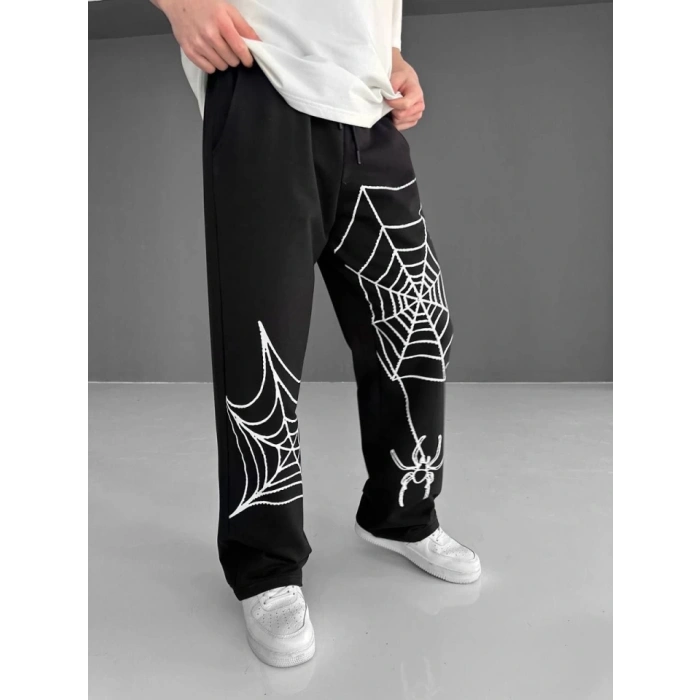 MDB İki İplik Kumaş Örümcek Baskılı Esofman  iyah