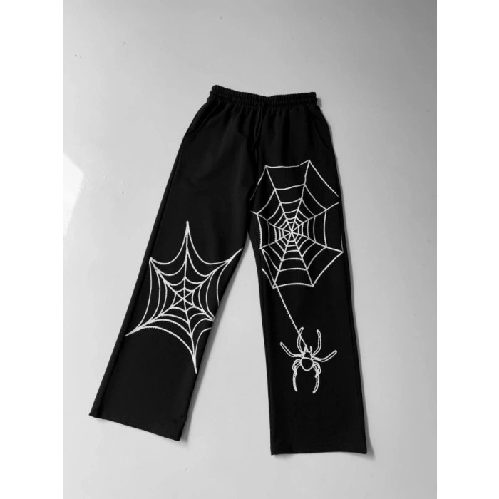 MDB İki İplik Kumaş Örümcek Baskılı Esofman  iyah