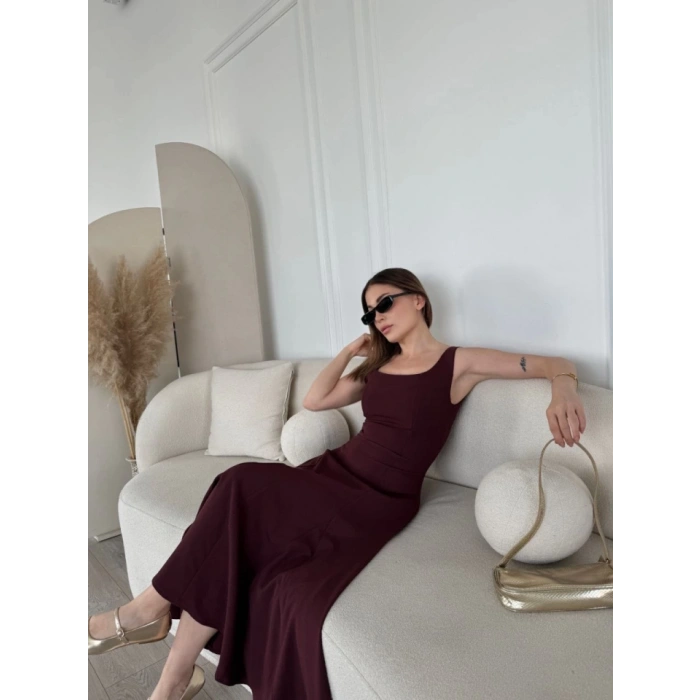 MDB ırt Dekolteli Kolsuz Uzun Elbise  ürdüm